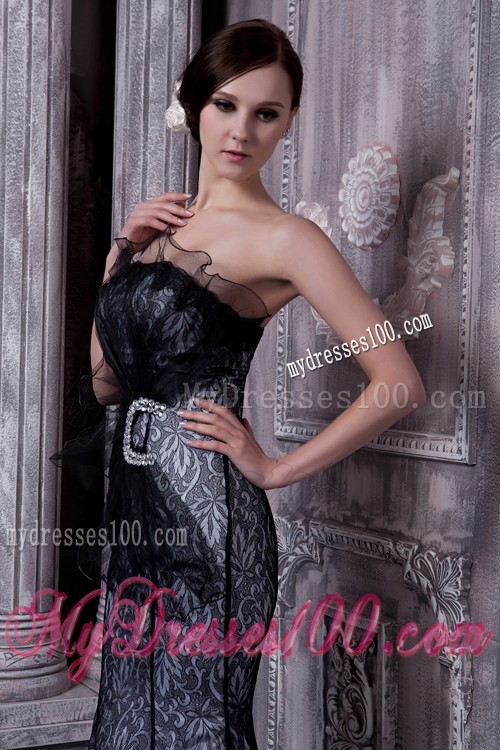 Special Print Strapless Black Prom Dress The Brand New Style
