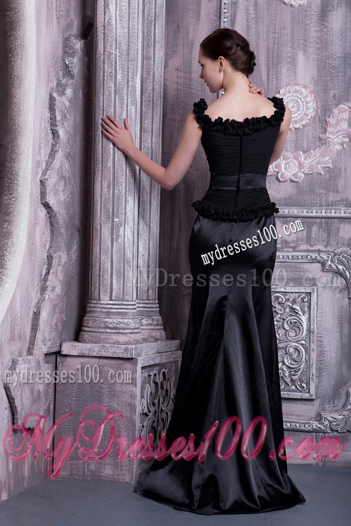 Most Recent Beading Straps Black Prom Dresses Sweep Train
