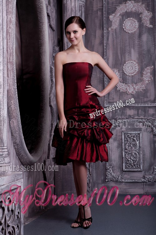 Dark Red Ruffle Layers Knee-length Prom Dresses for Women
