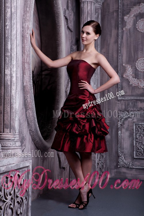 Dark Red Ruffle Layers Knee-length Prom Dresses for Women