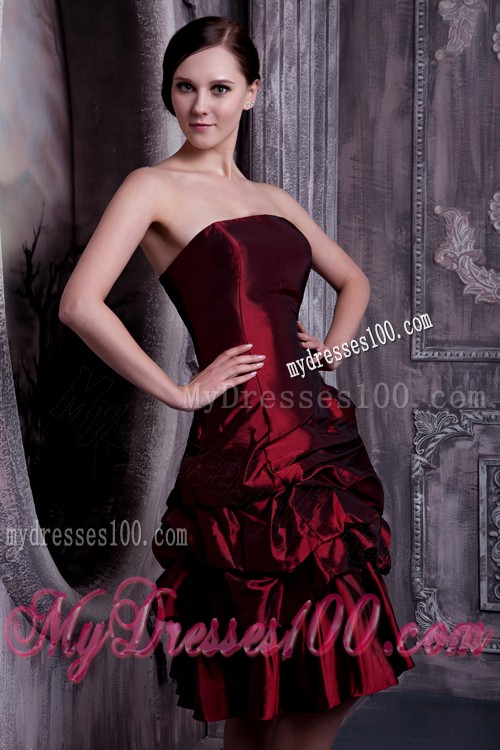 Dark Red Ruffle Layers Knee-length Prom Dresses for Women