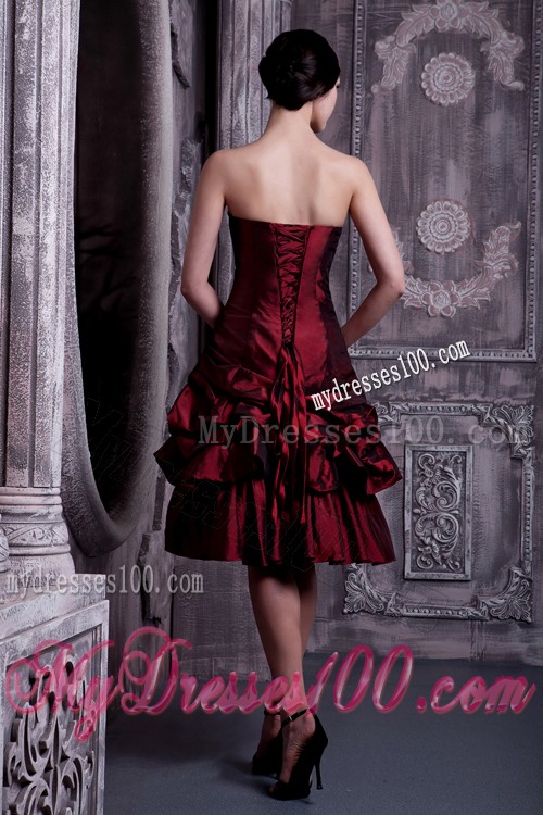 Dark Red Ruffle Layers Knee-length Prom Dresses for Women