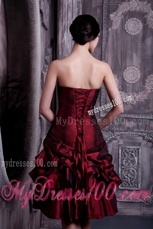 Dark Red Ruffle Layers Knee-length Prom Dresses for Women