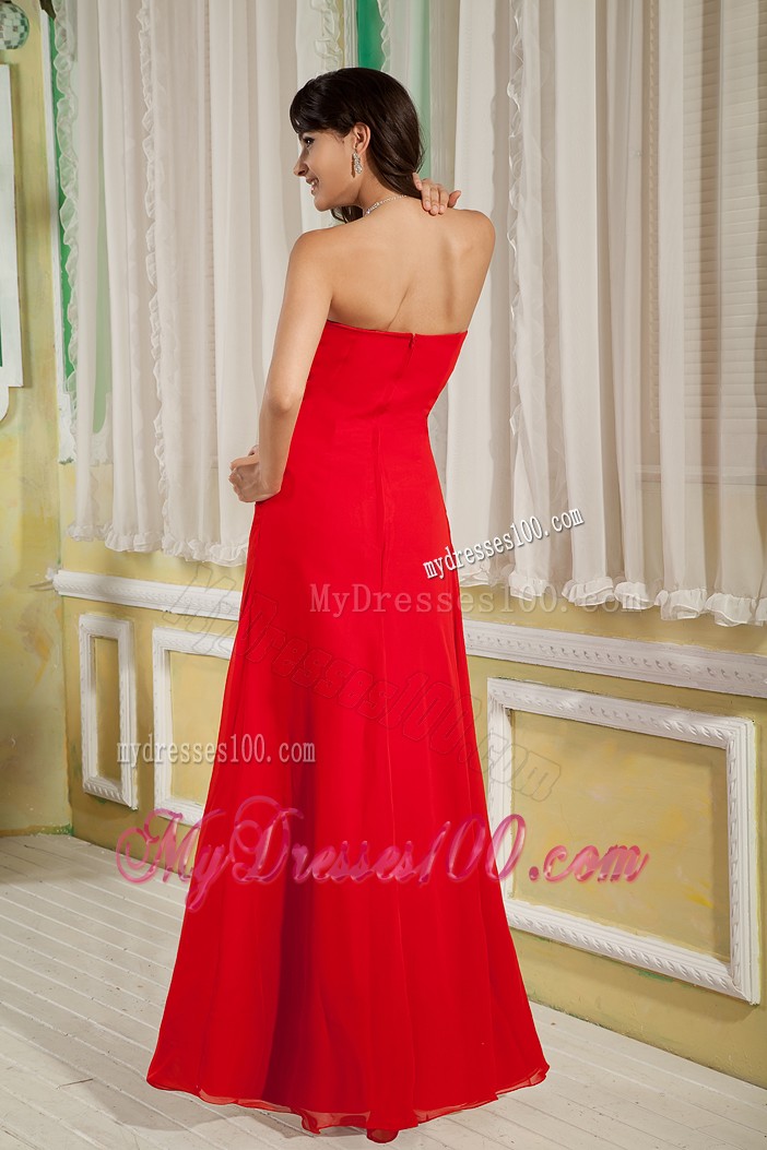 Fashionable Red Floor-length Ruched Dresses For Prom