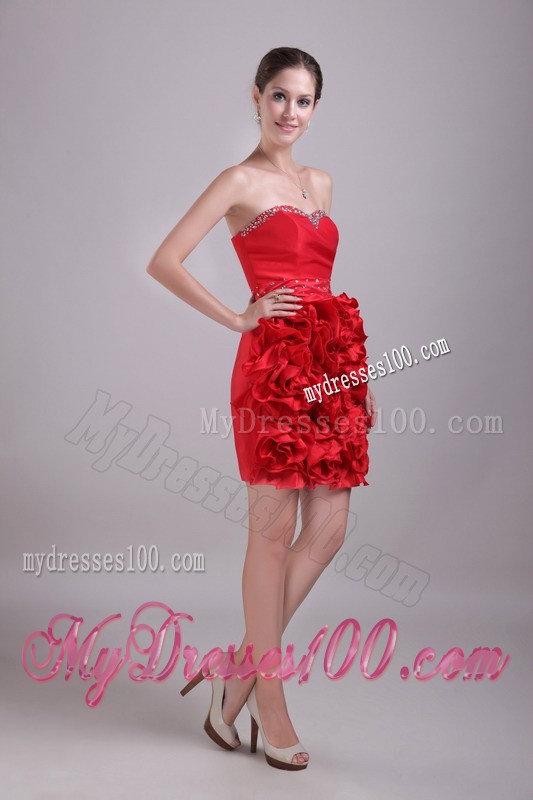 Rolling Flowers Sweetheart Short Mini Prom Dress with Beading