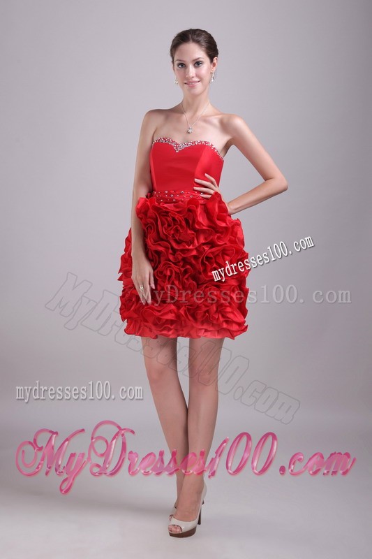 Rolling Flowers Sweetheart Short Mini Prom Dress with Beading
