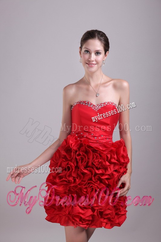 Rolling Flowers Sweetheart Short Mini Prom Dress with Beading