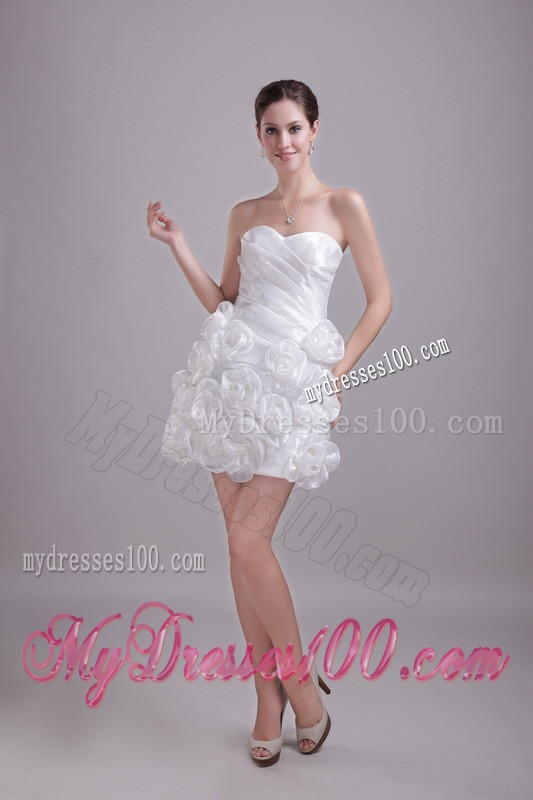 Wonderful Rolling Flowers Sweetheart Mini Prom Dresses in White