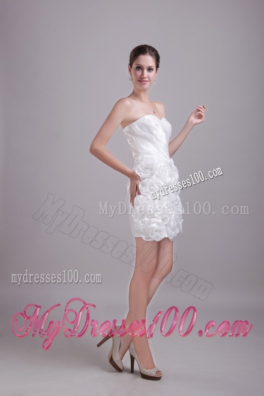 Wonderful Rolling Flowers Sweetheart Mini Prom Dresses in White