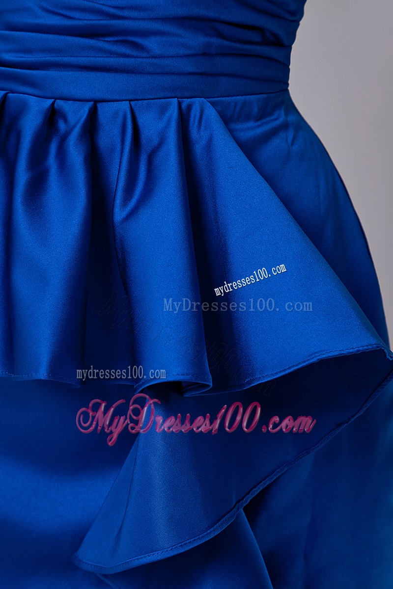 Column Strapless Prom Dress Decorated with Ruffles and Ruching Sash