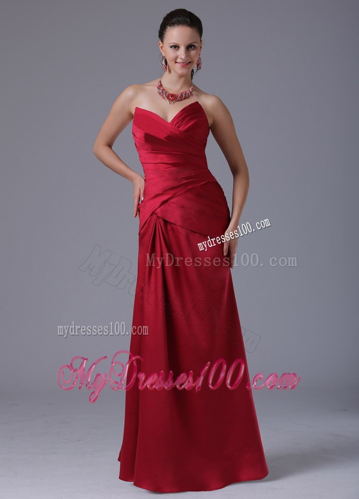Sexy V-neck Ruching Long Zipper-up Back Prom Dress For Ladies