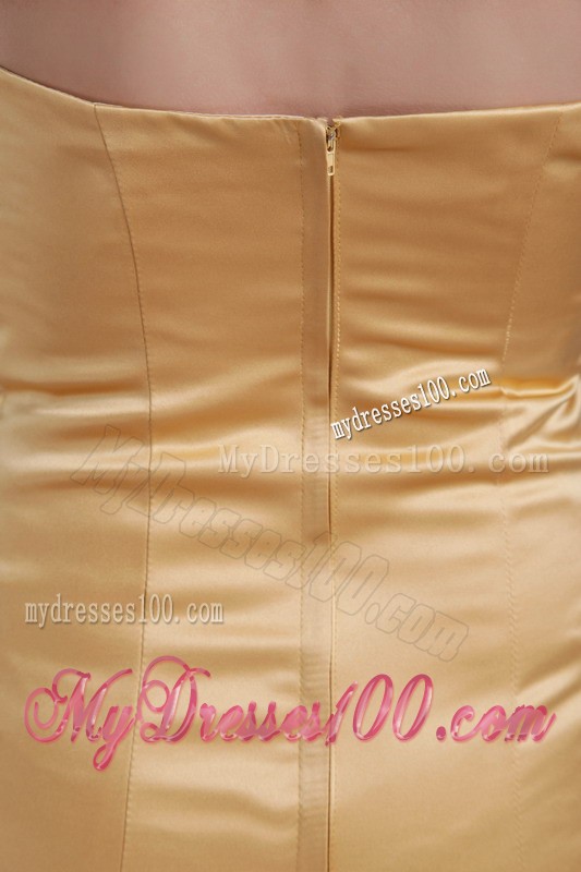 Charming Gold Ruche Mini Prom Dress Zipper Up Back Fast Shipping