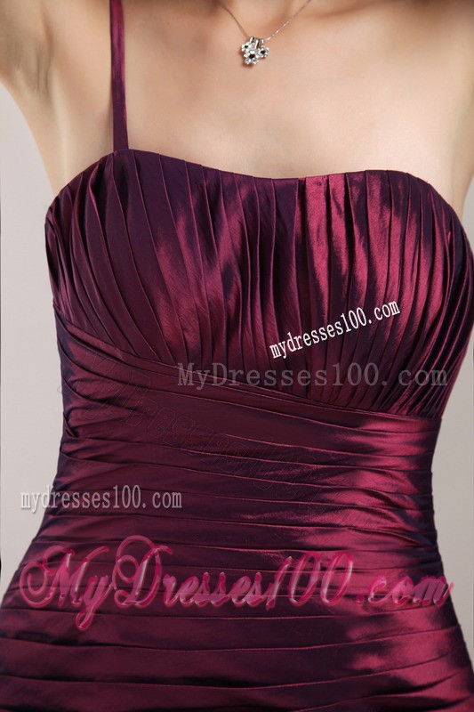 Spaghetti One Shoulder Ruched Prom Gown with Ruffled Hemline
