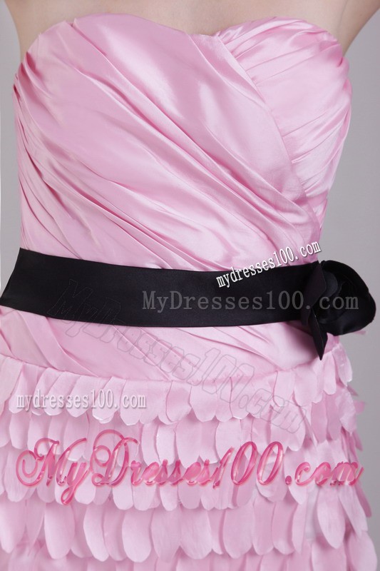 Cute Petal Style Decoration Handmade Flower Pink Mini Prom Dress Ruche