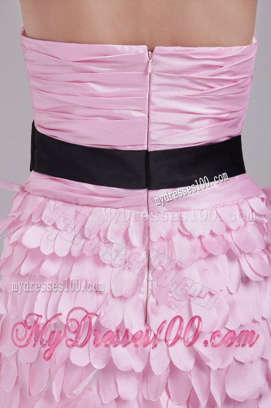Cute Petal Style Decoration Handmade Flower Pink Mini Prom Dress Ruche