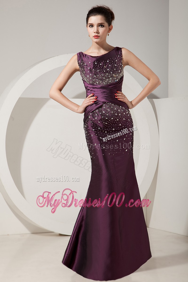 Best Seller Mermaid Beaded Strap Dark Purple Floor Length Prom Dresses