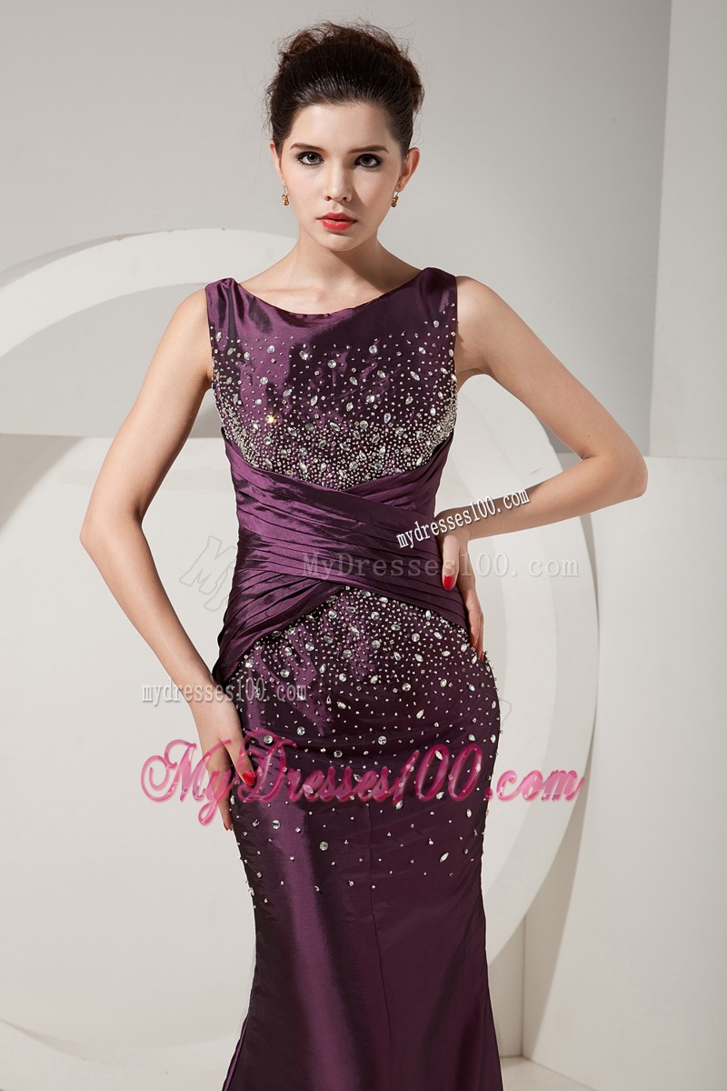 Best Seller Mermaid Beaded Strap Dark Purple Floor Length Prom Dresses
