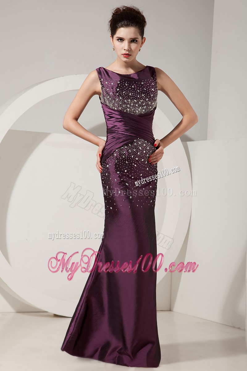 Best Seller Mermaid Beaded Strap Dark Purple Floor Length Prom Dresses