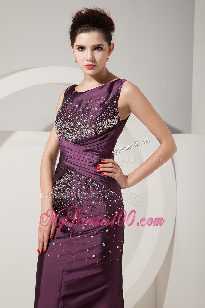 Best Seller Mermaid Beaded Strap Dark Purple Floor Length Prom Dresses