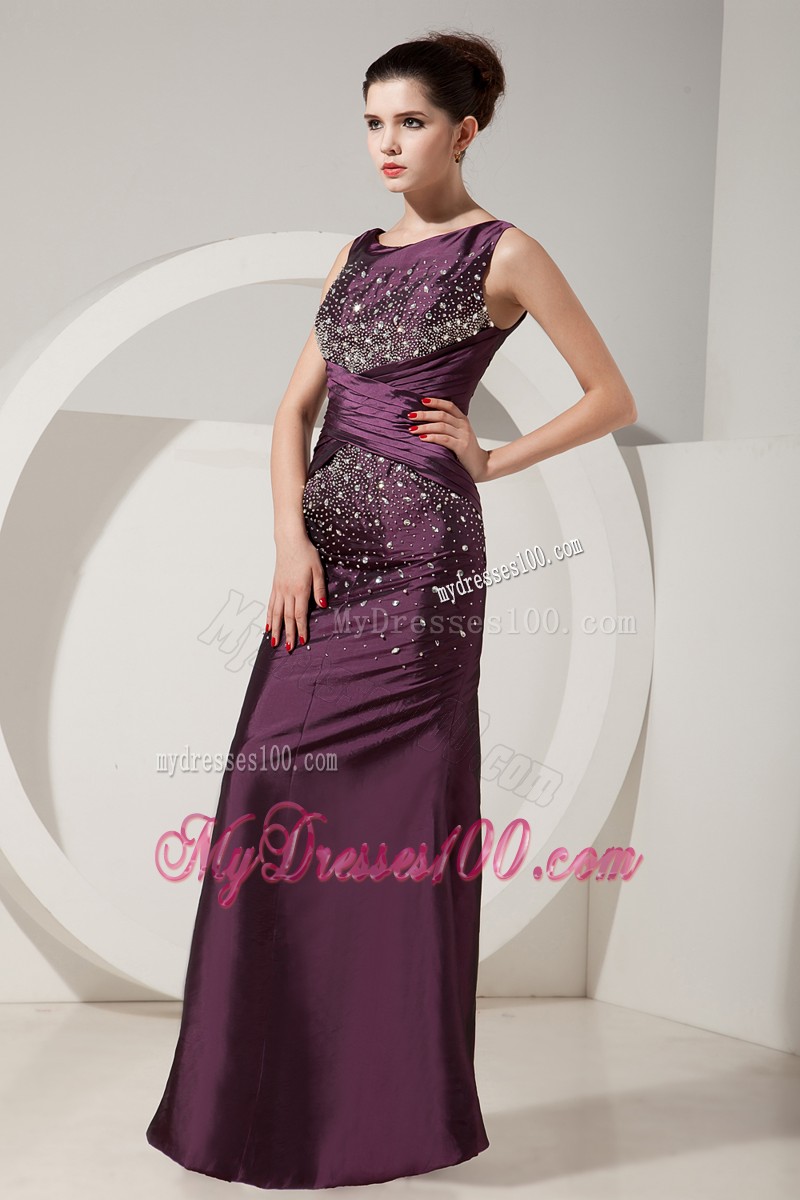 Best Seller Mermaid Beaded Strap Dark Purple Floor Length Prom Dresses