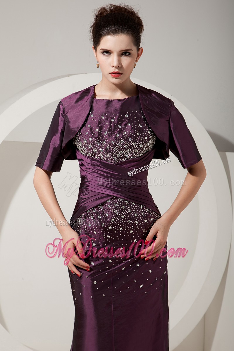 Best Seller Mermaid Beaded Strap Dark Purple Floor Length Prom Dresses
