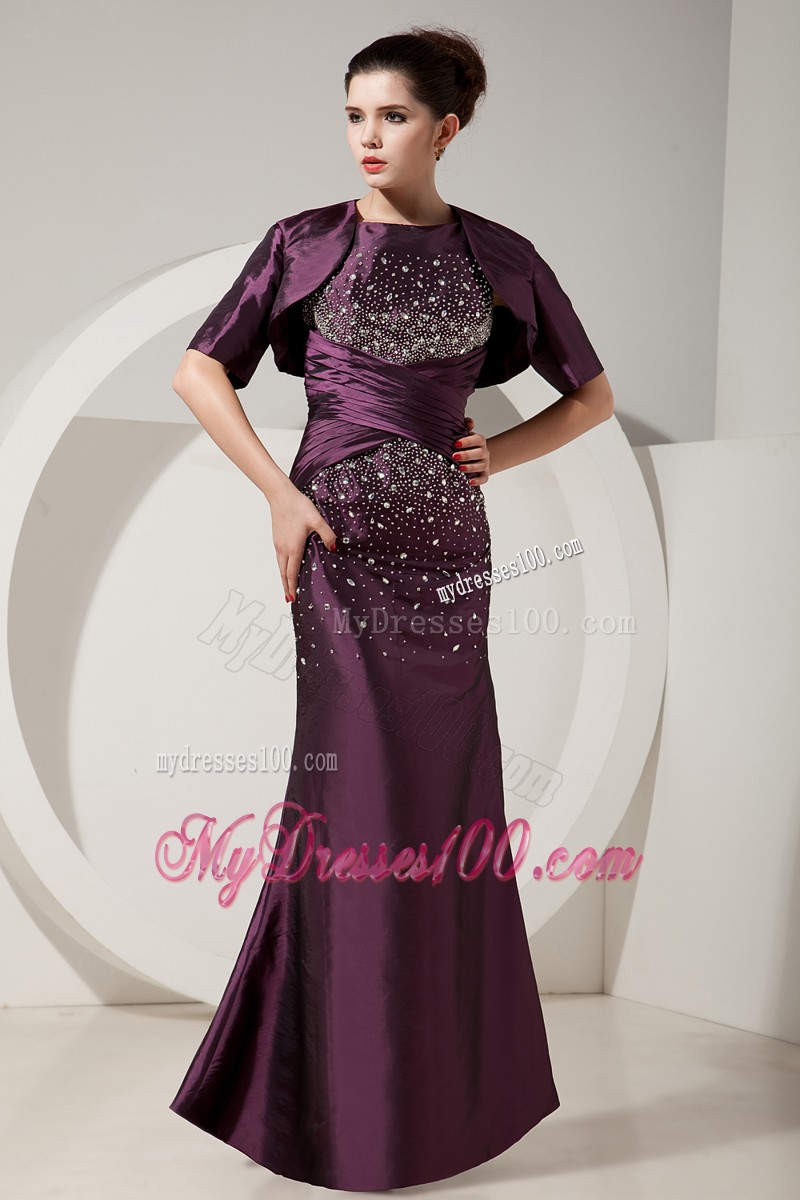 Best Seller Mermaid Beaded Strap Dark Purple Floor Length Prom Dresses