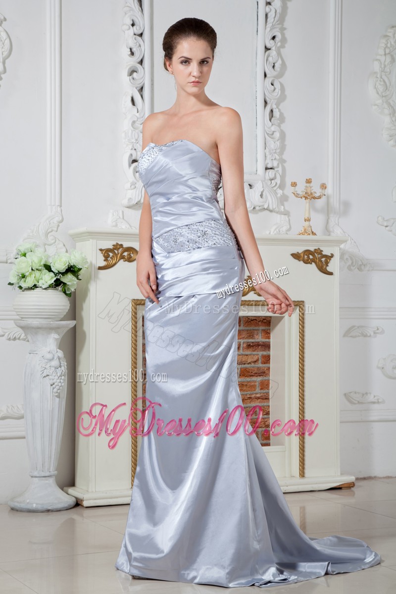 Ruching and Beading Decorated Zipper-up Back Prom Dress For Woman