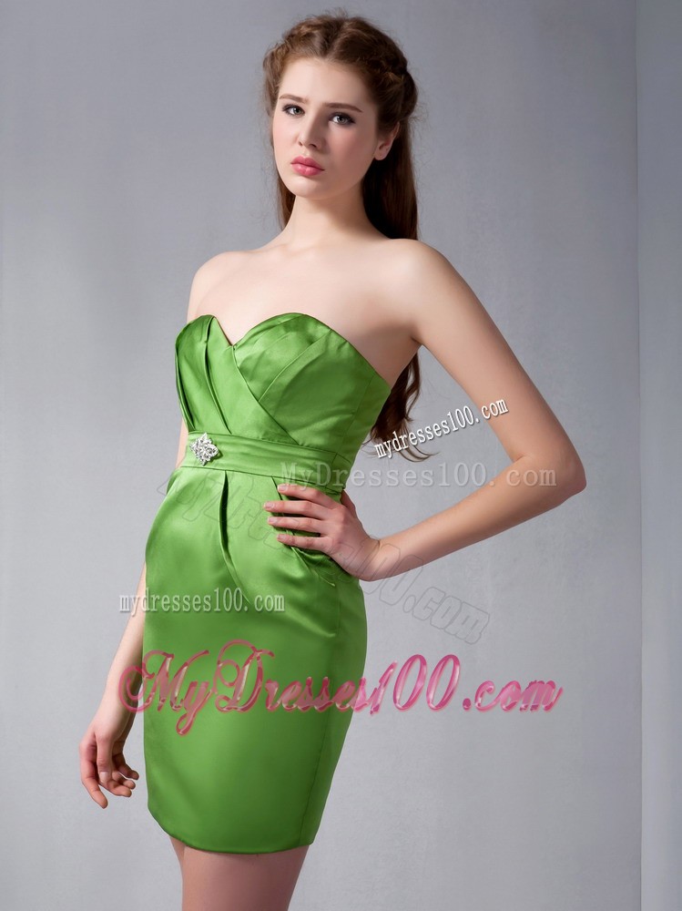 Spring Green Column Sweetheart Prom Dress with Beaded Belt