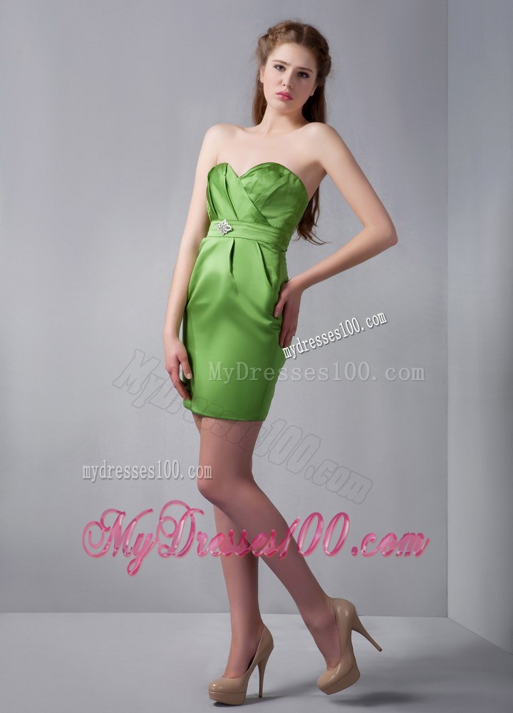 Spring Green Column Sweetheart Prom Dress with Beaded Belt