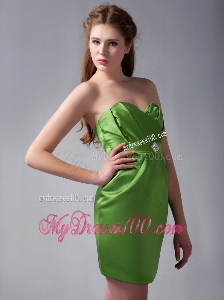 Spring Green Column Sweetheart Prom Dress with Beaded Belt