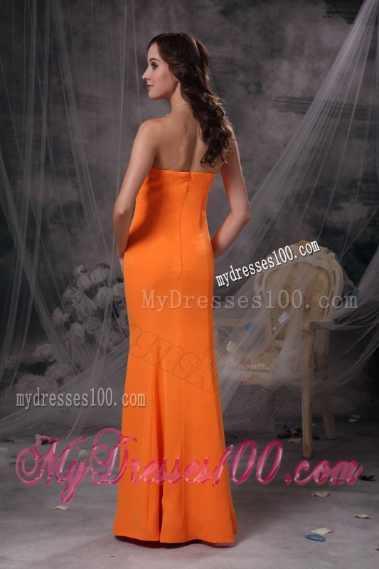 Mermaid Strapless Full Length Prom Dress in Orange On Sale