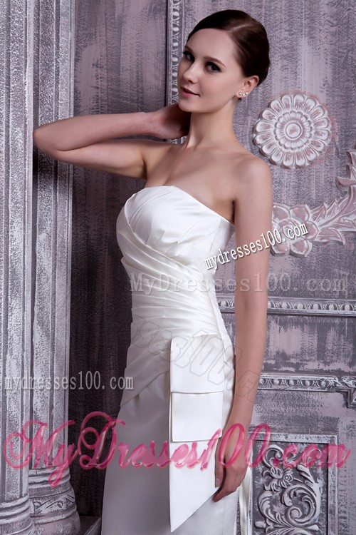 Knee-length Ruche White Prom Dress Simple Style in Fashion