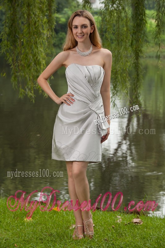 Sweetheart Short Gray Mini Prom Dress for Ladies with Ruche