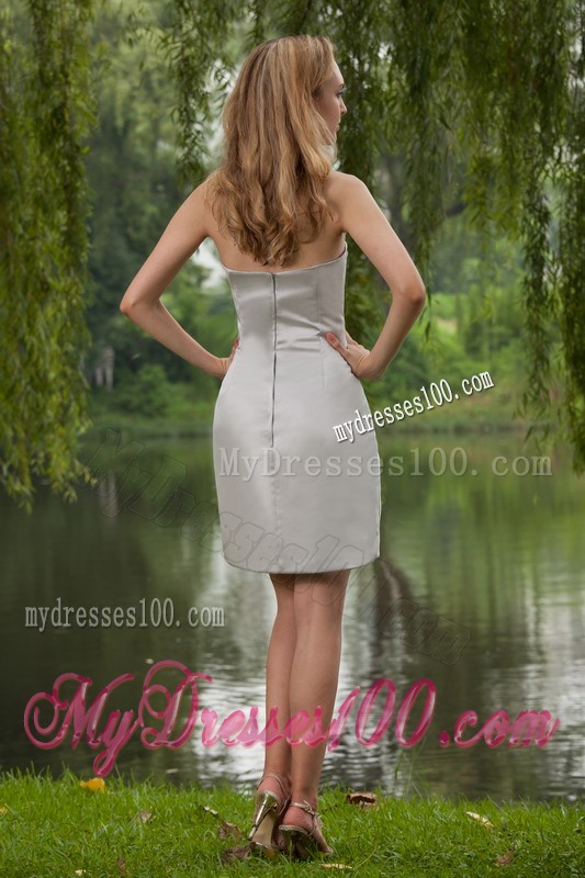 Sweetheart Short Gray Mini Prom Dress for Ladies with Ruche