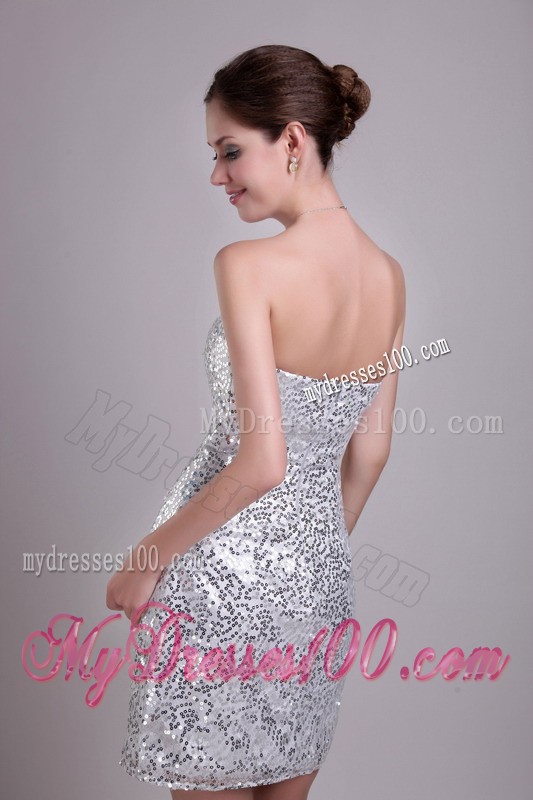 Super Sexy Paillette Silver Short Prom Dress Sweetheart Hot Sale