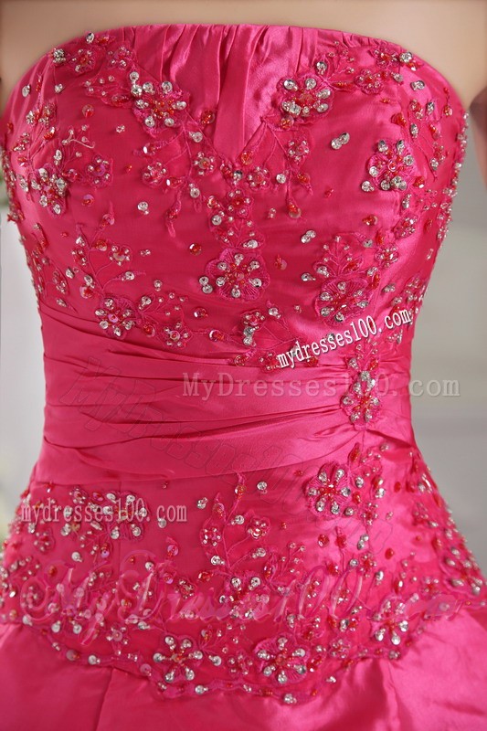 Dressed to the Teeth Pick-ups Beaded Floor-length Fuchsia Prom Dresses