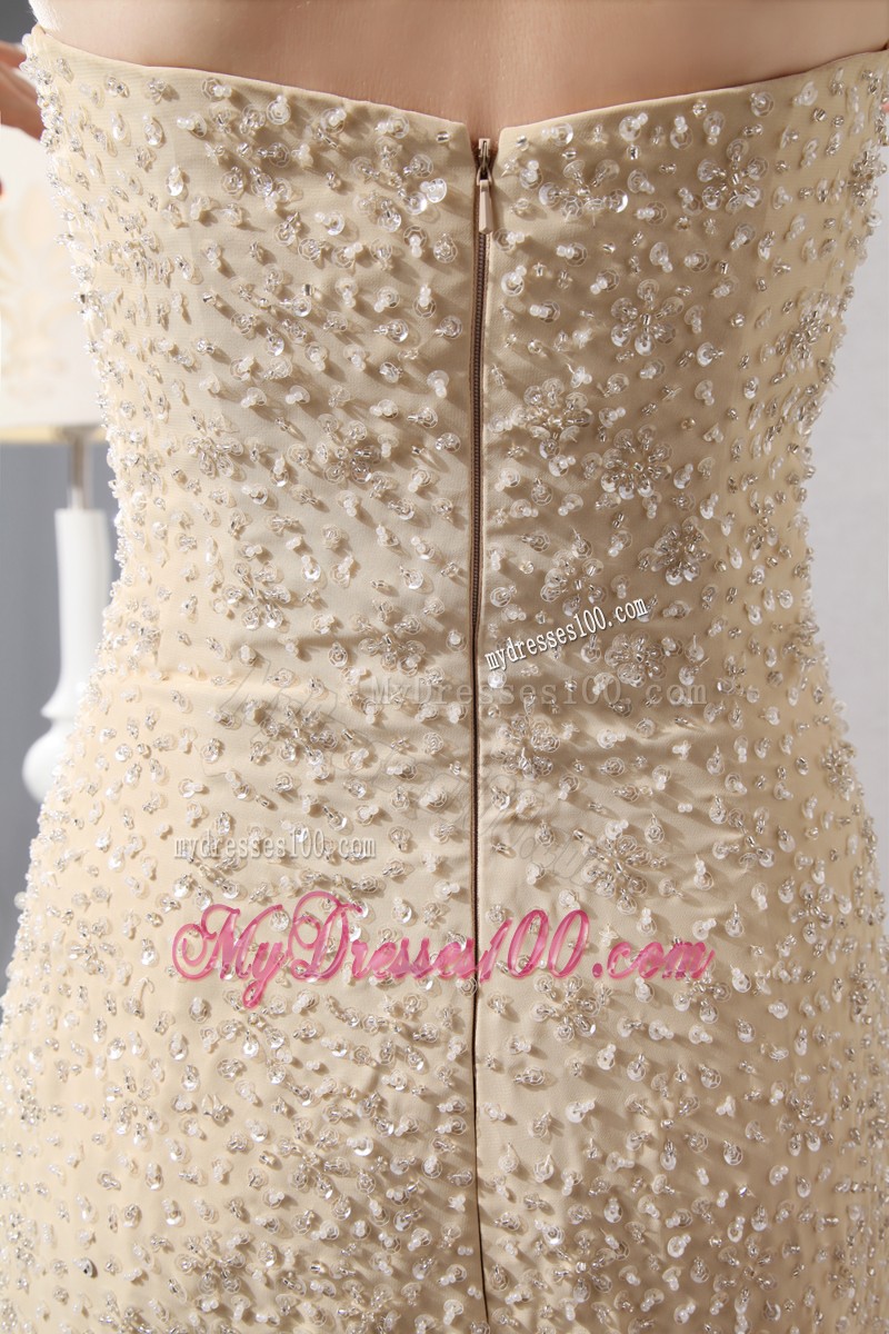 Elegant Strapless Court Train Gold Mermaid Dresses for Prom Princess