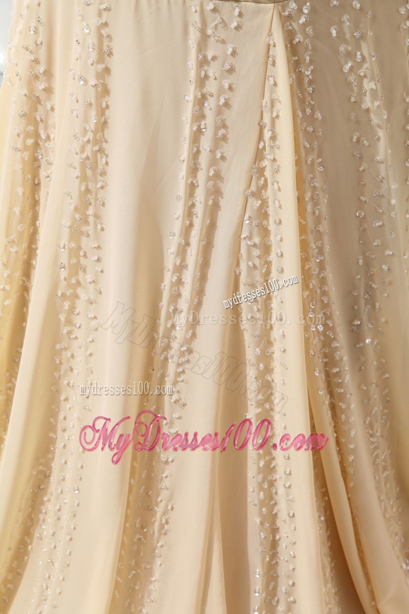 Elegant Strapless Court Train Gold Mermaid Dresses for Prom Princess