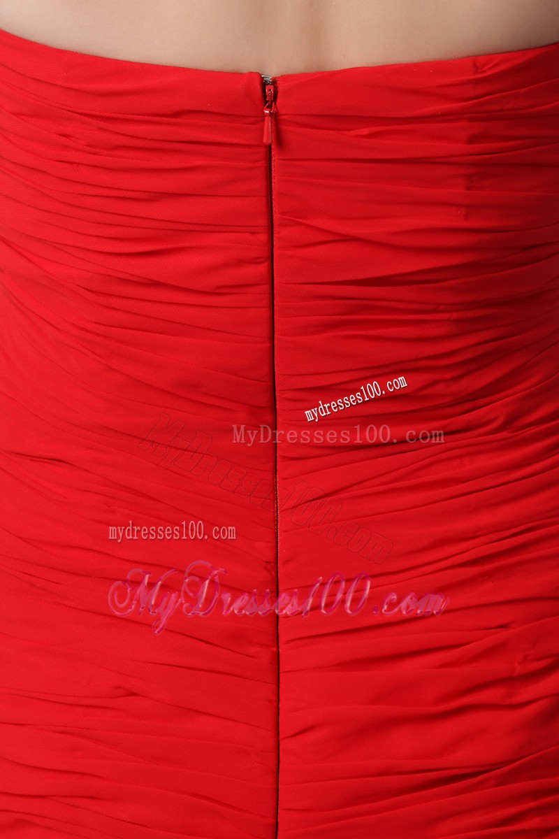 Sequined Appliques Decorated Ruching Prom Dresses with Zipper-up Back