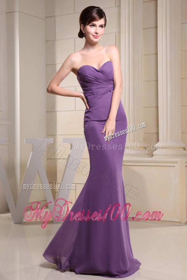 Full Length Ruching Sweetheart Prom Gown Made From Chiffon