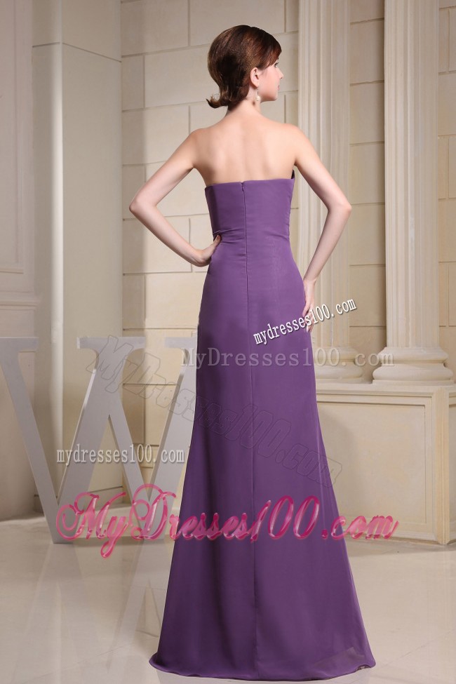 Full Length Ruching Sweetheart Prom Gown Made From Chiffon