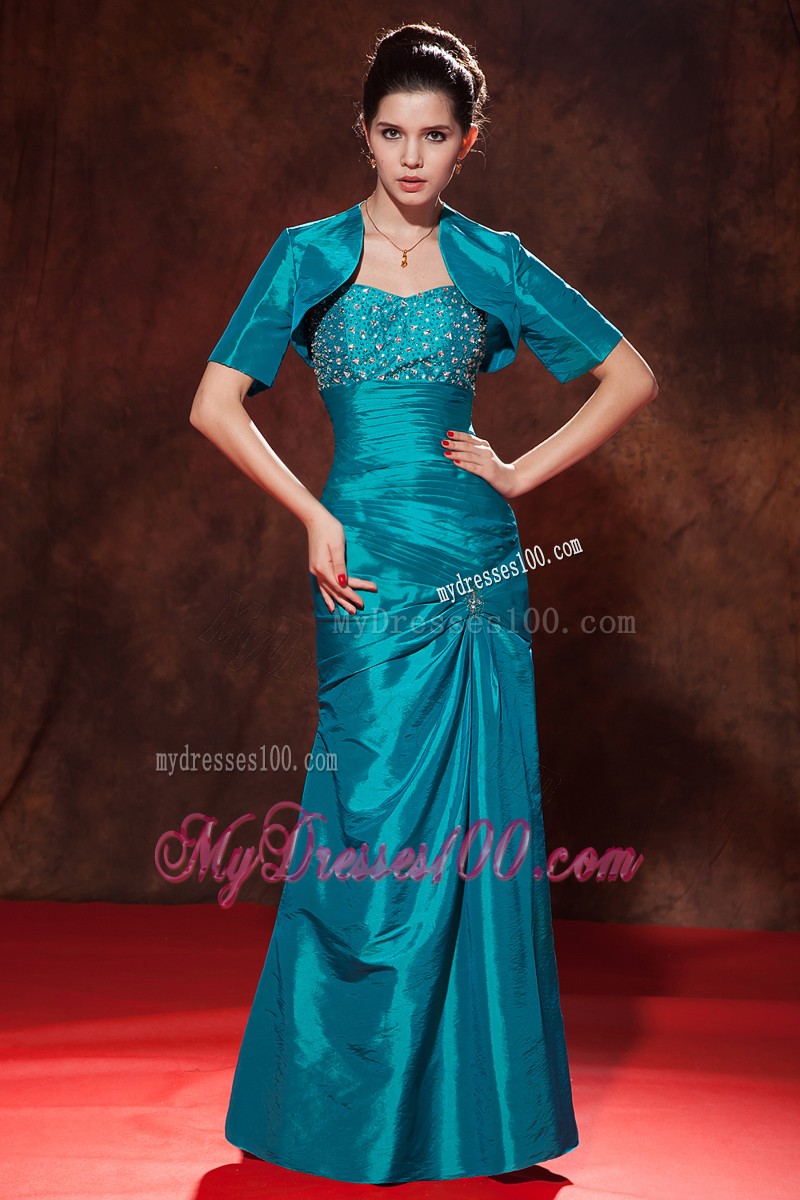 Pick-ups Beaded Teal Prom Party Dresses Floor Length Strapless