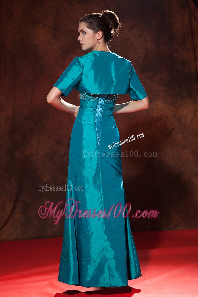 Pick-ups Beaded Teal Prom Party Dresses Floor Length Strapless