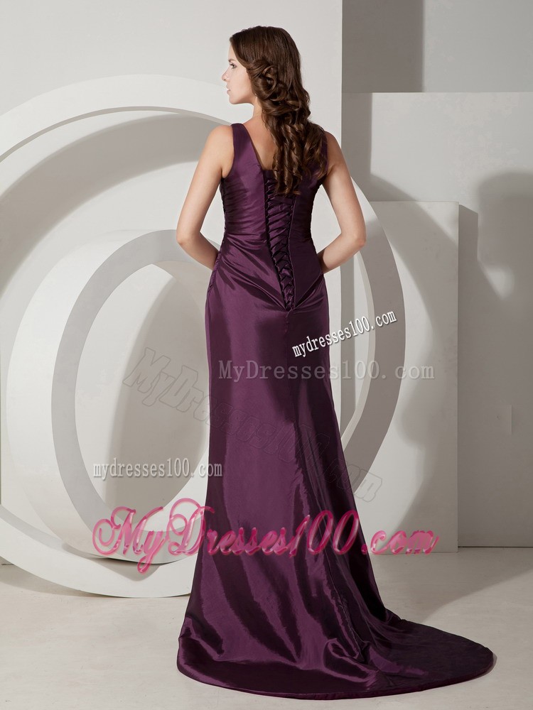 Customize V-neck Sheath Dress for Prom with Sweep Train For Woman
