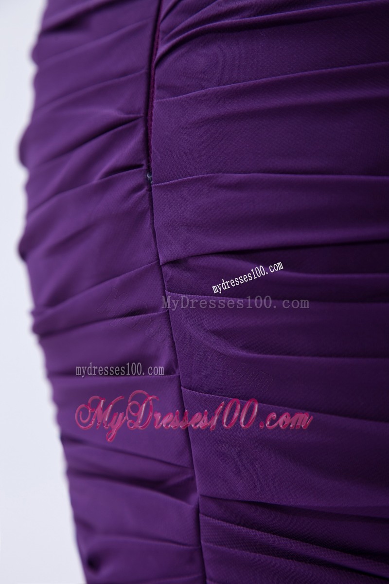 Sweetheart Beaded Mermaid Brush Train Purple Prom Dresses