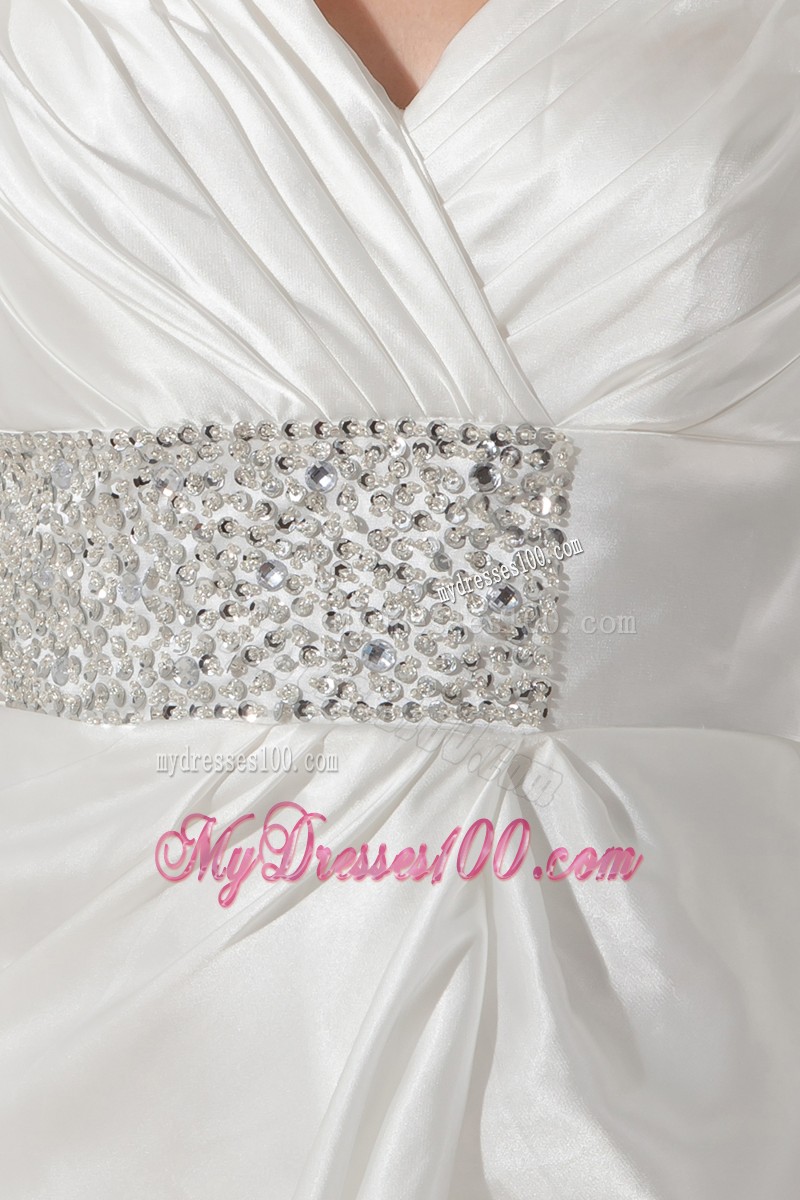 Pretty White Long Sleeve V-neck Zipper-up Column Prom Dresses