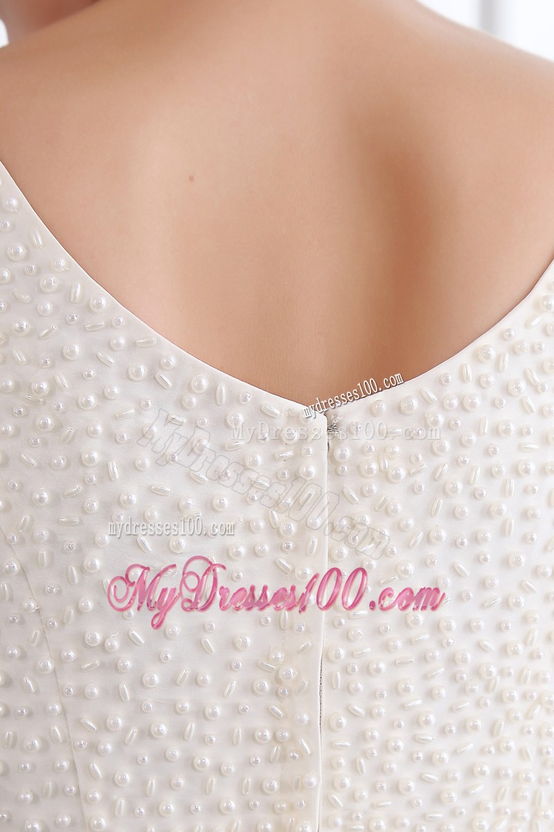 Lady White Column Straps Prom Gowns Decorated with Shiny Diamond