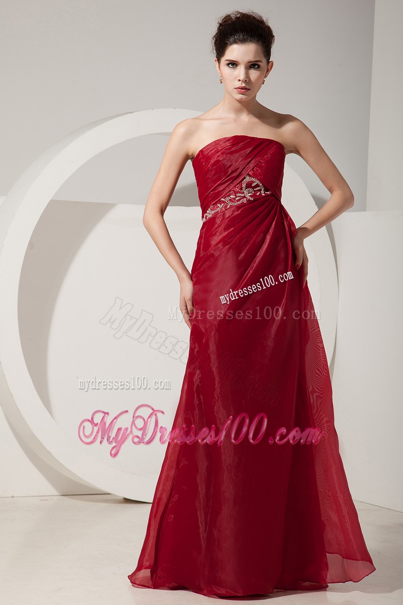 Ruche Appliques Wine Red Strapless Prom Dress Floor Length with Short Jacket
