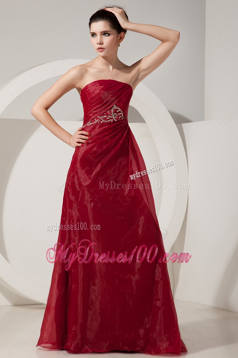 Ruche Appliques Wine Red Strapless Prom Dress Floor Length with Short Jacket