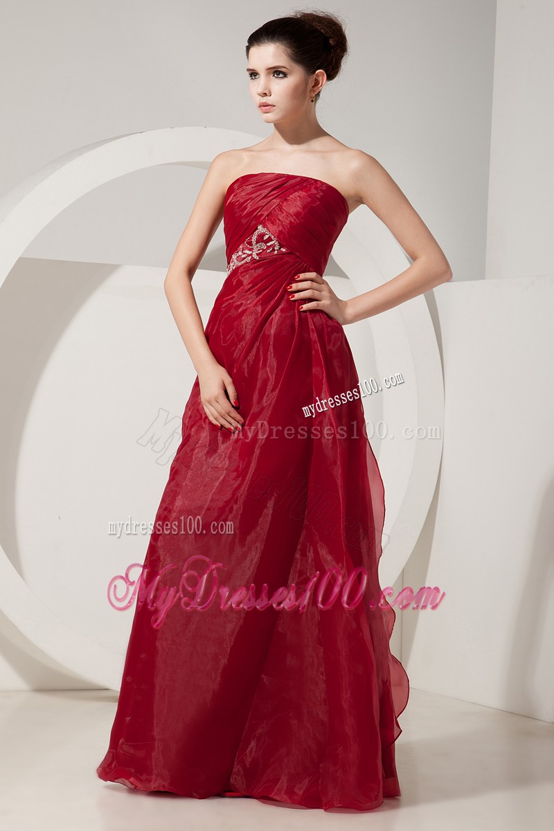 Ruche Appliques Wine Red Strapless Prom Dress Floor Length with Short Jacket